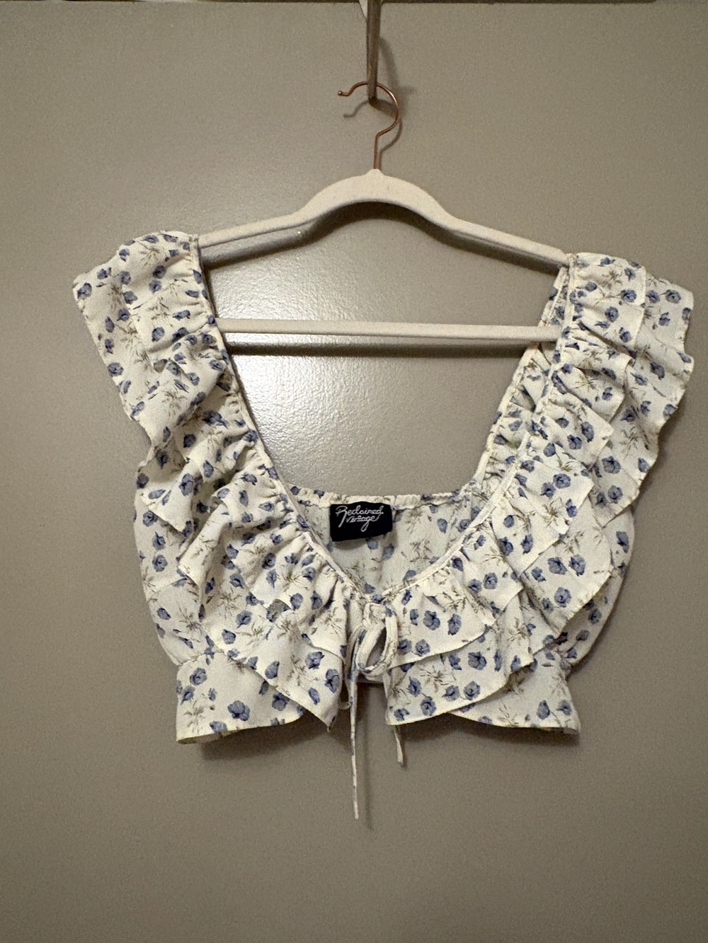 Reclaimed Vintage Floral Crop Top with Blue Floral Print